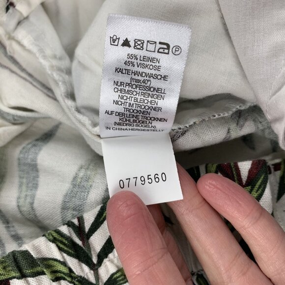 Joie Palm Print Linen Blend Wide Leg Cropped Pant 4 - Picture 6 of 8